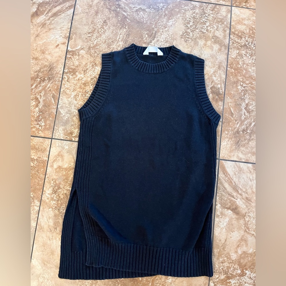 Everlane "The Open Knit Tank Vest" Black Side Slit - Size Medium - Picture 4 of 12
